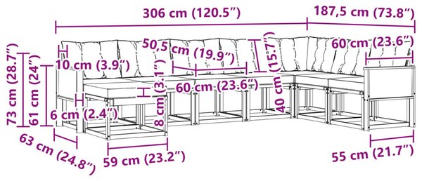 VidaXL Kültéri kanapé szett 8 pcs Természetes és bézs