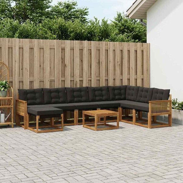 VidaXL Kültéri kanapé szett 9 pcs Természetes és Fekete