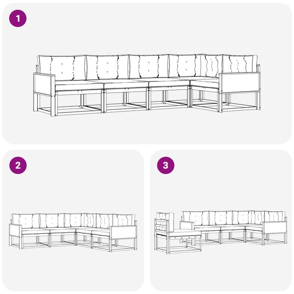 VidaXL Kültéri kanapé szett 5 pcs Természetes és bézs