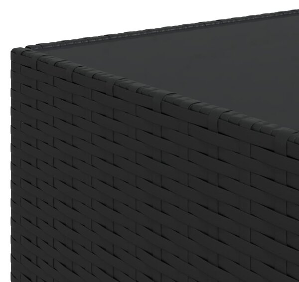 3 részes fekete polyrattan kerti ülőgarnitúra párnákkal