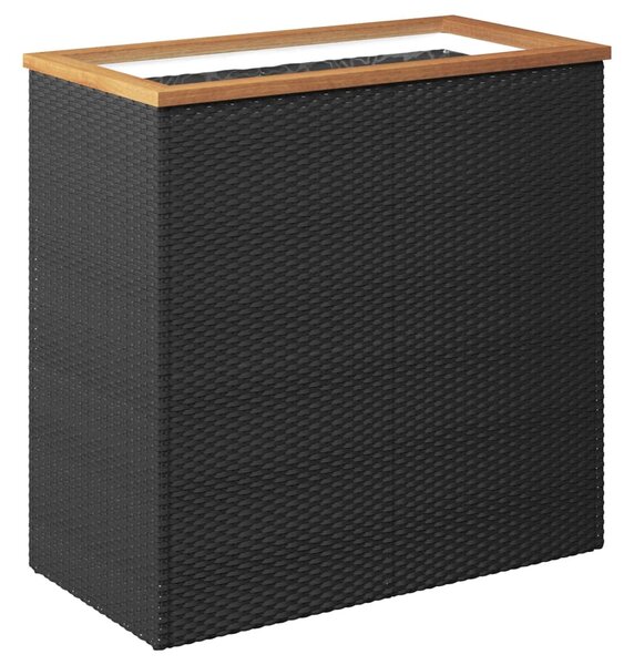 Fekete polyrattan ültetőláda 80 x 40 x 80 cm