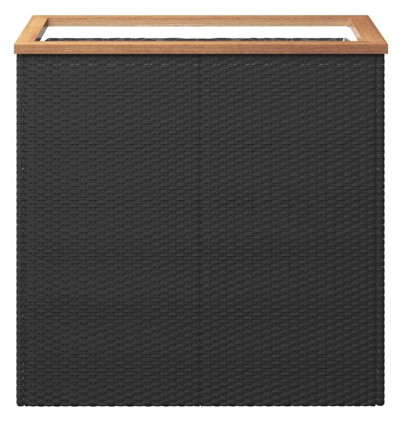Fekete polyrattan ültetőláda 80 x 40 x 80 cm