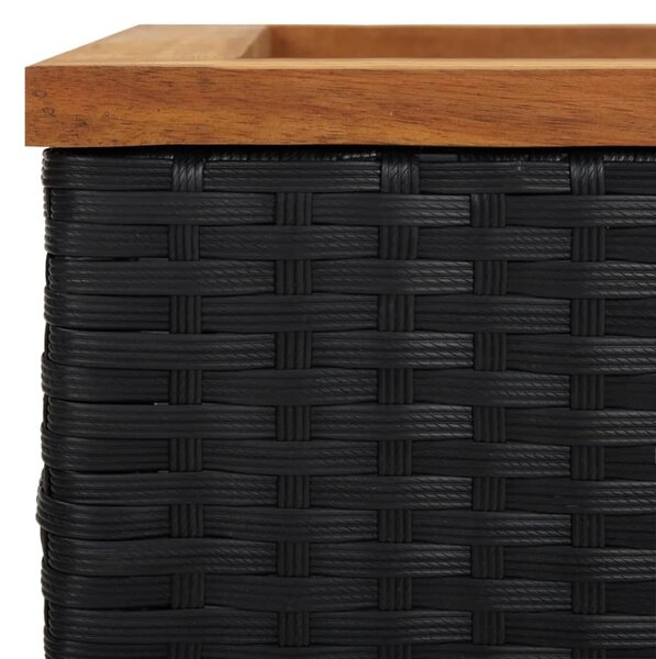 Fekete polyrattan ültetőláda 80 x 40 x 80 cm
