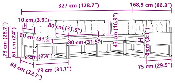 VidaXL Kültéri kanapé szett 5 pcs Természetes és bézs