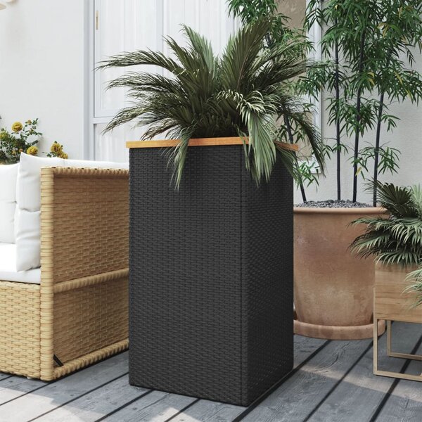 VidaXL fekete polyrattan ültetőláda 40 x 40 x 80 cm