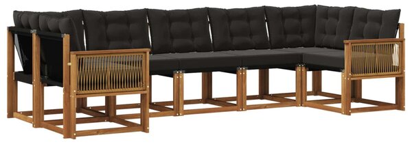 VidaXL Kültéri kanapé szett 7 pcs Természetes és Fekete