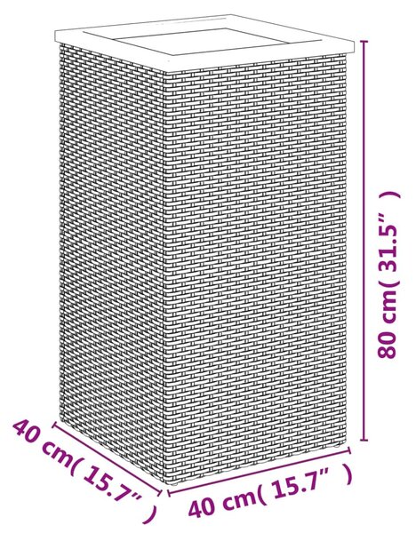 VidaXL fekete polyrattan ültetőláda 40 x 40 x 80 cm