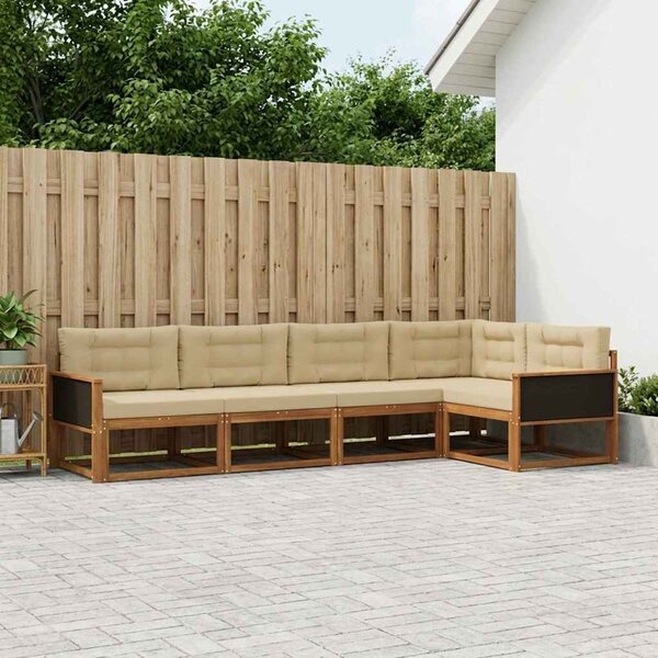 VidaXL Kültéri kanapé szett 5 pcs Természetes és bézs