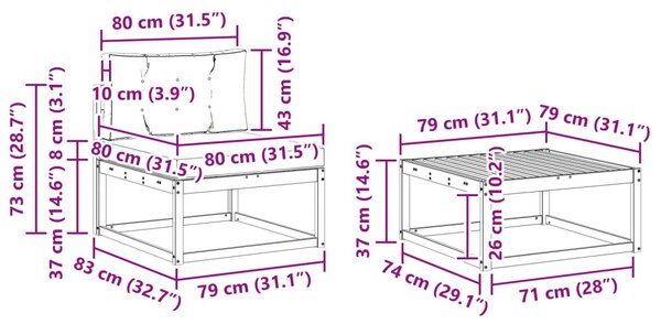 VidaXL Kültéri kanapé szett párnával 6 pcs Fehér és Világosszürke
