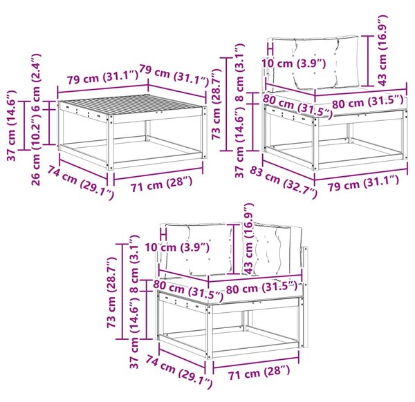 VidaXL Kültéri kanapé szett párnával 5 pcs Fehér és Krém színű