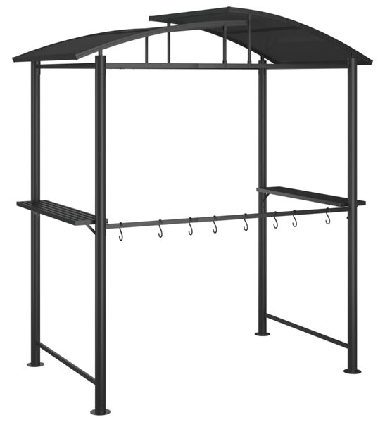 Antracit acél grillező pavilon oldalsó polcokkal 210x114x230 cm