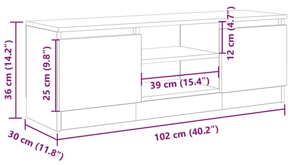 Antik fa színű szerelt fa TV-szekrény 102x30x36 cm
