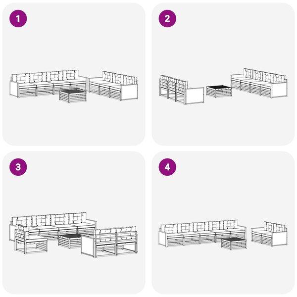 Kültéri kanapé szett 8 pcs Természetes és bézs 79 x 79 x 37 cm