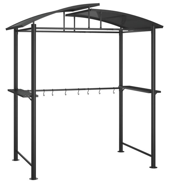 Antracit acél grillező pavilon oldalsó polcokkal 210x114x230 cm