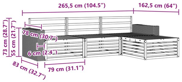 Kültéri kanapé szett 5 pcs Tömör Akácfa