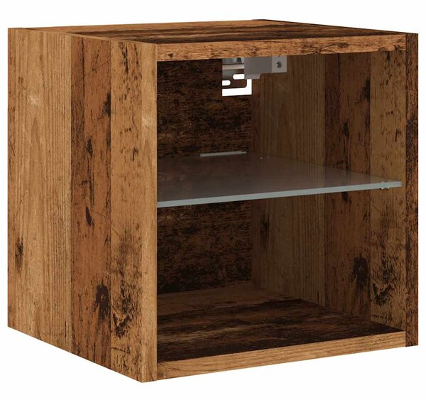 2 db antik fa fali TV-szekrény LED-világítással 30x28,5x30 cm