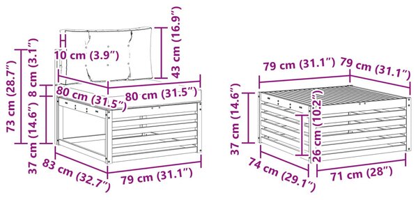 VidaXL Kültéri kanapé szett párnával 5 pcs Fehér és Bézs Tömör Akácfa