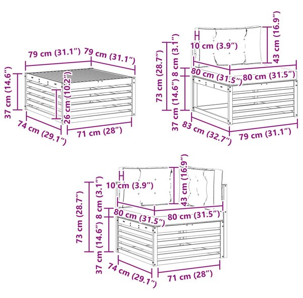 VidaXL Kültéri kanapé szett párnával 9 pcs