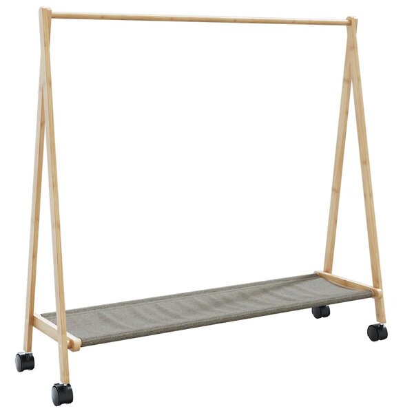 Bambusz ruhaállvány polcokkal és kerekekkel 103 x 40 x 183 cm