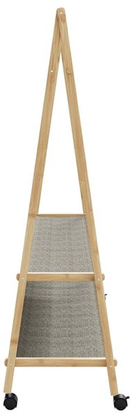 Bambusz ruhaállvány polcokkal és kerekekkel 132x45,5x155,5 cm