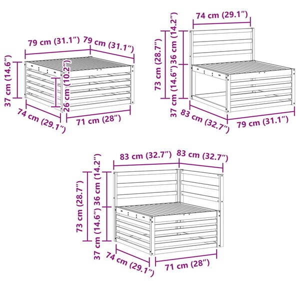 VidaXL Kültéri kanapé szett 9 pcs
