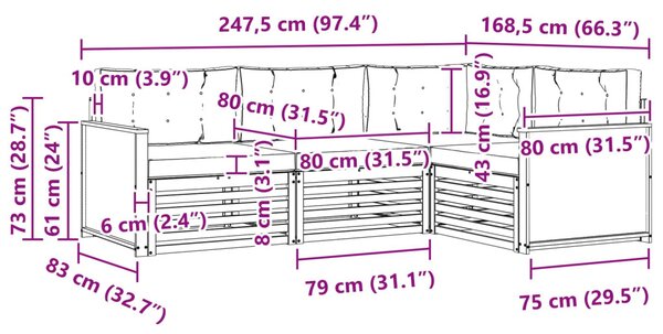 VidaXL Kültéri kanapé szett 4 pcs Természetes és bézs