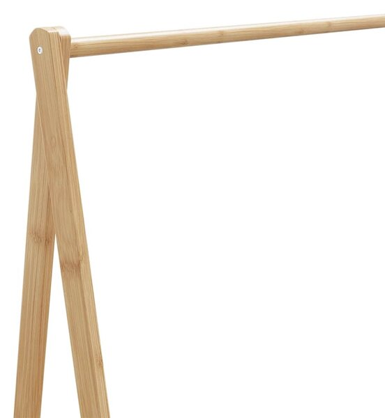 Bambusz ruhaállvány polcokkal és kerekekkel 103 x 40 x 183 cm