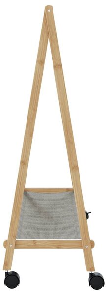 Bambusz ruhaállvány polcokkal és kerekekkel 103 x 40 x 183 cm