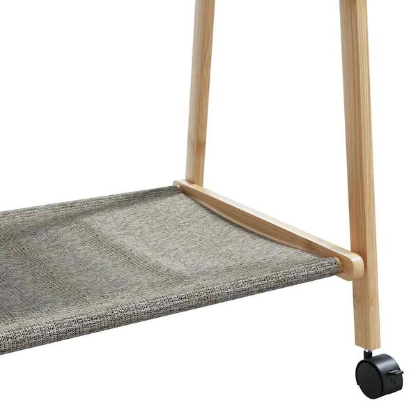 Bambusz ruhaállvány polcokkal és kerekekkel 103 x 40 x 183 cm
