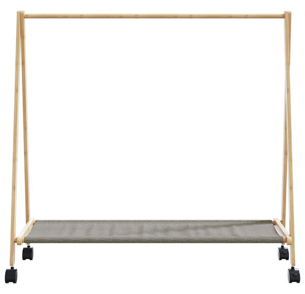 Bambusz ruhaállvány polcokkal és kerekekkel 103 x 40 x 183 cm