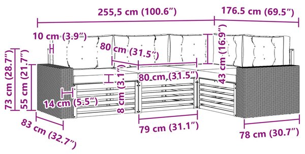 VidaXL Kültéri kanapé szett 4 pcs
