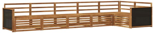 Kültéri kanapé szett 6 pcs Természetes 406 x 168,5 x 73 cm