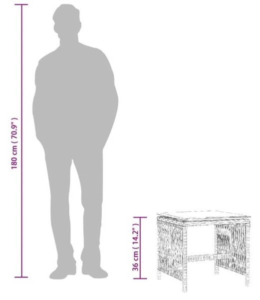 4 db fekete polyrattan kerti szék párnával 41 x 41 x 36 cm
