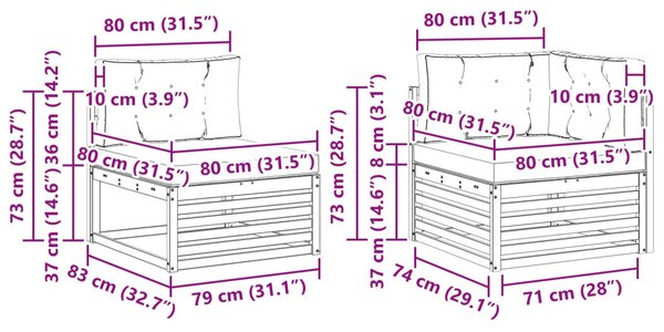 Kültéri kanapé szett párnával 7 pcs