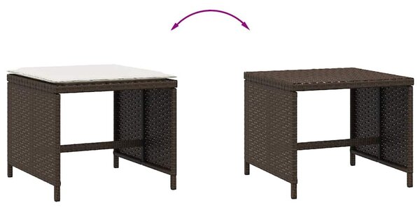 4 db barna polyrattan kerti szék párnával 41 x 41 x 36 cm
