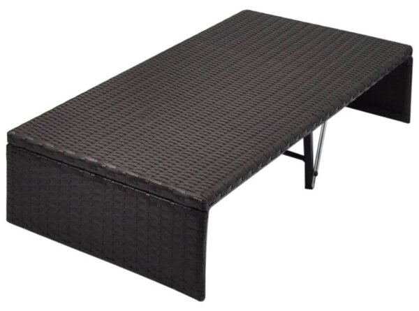 Barna polyrattan napellenzős kerti ágy 190 x 130 cm