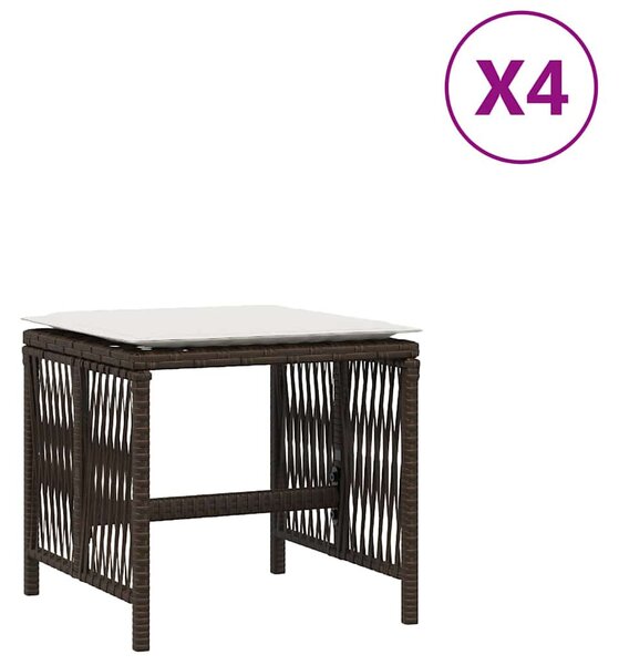 4 db barna polyrattan kerti szék párnával 41 x 41 x 36 cm