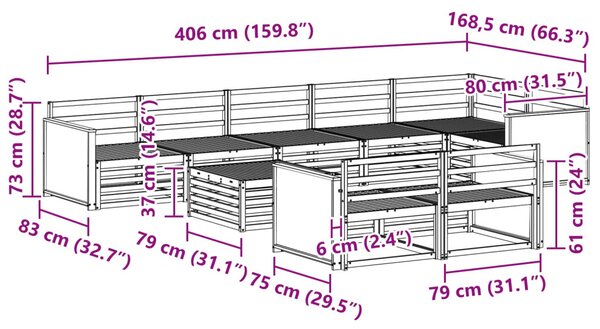 VidaXL Kültéri kanapé szett 9 pcs
