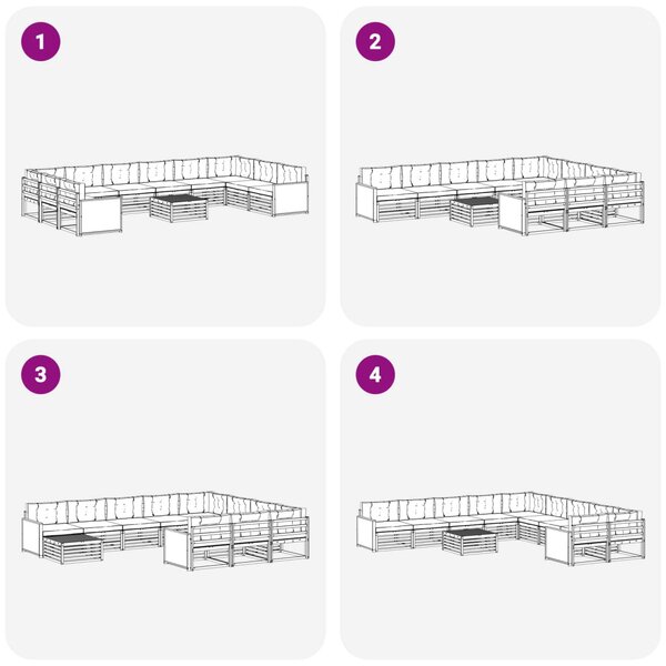 Ülőgarnitúrák párnával 11 pcs Tömör Akácfa