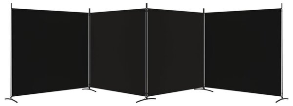 4 paneles fekete szövet térelválasztó 698x180 cm