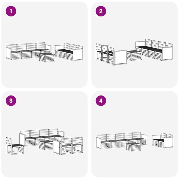 VidaXL Ülőgarnitúrák 8 pcs Tömör Akácfa