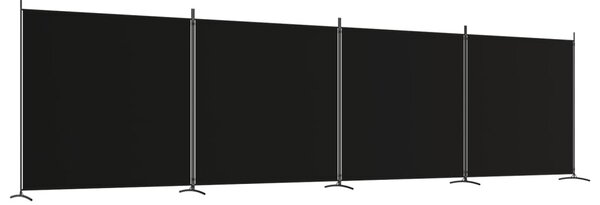 4 paneles fekete szövet térelválasztó 698x180 cm