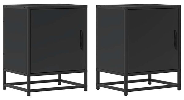Éjjeliszekrények 2 db Fekete 40x31x50 cm Méretezett fa és fém