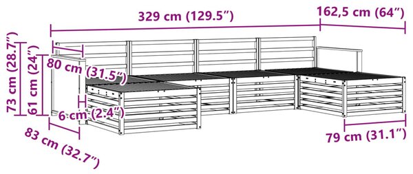 Ülőgarnitúrák 6 pcs Tömör Akácfa