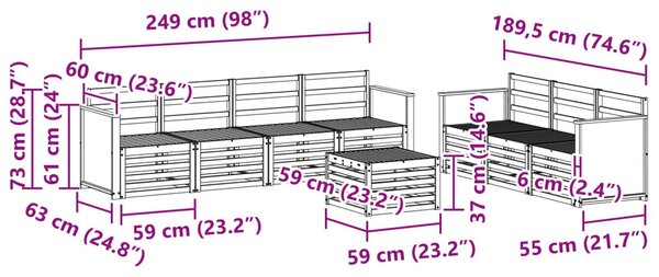 VidaXL Ülőgarnitúrák 8 pcs Tömör Akácfa