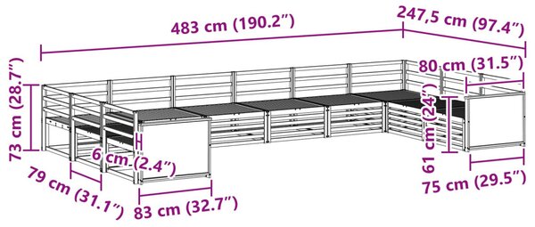 Ülőgarnitúrák 10 pcs Tömör Akácfa