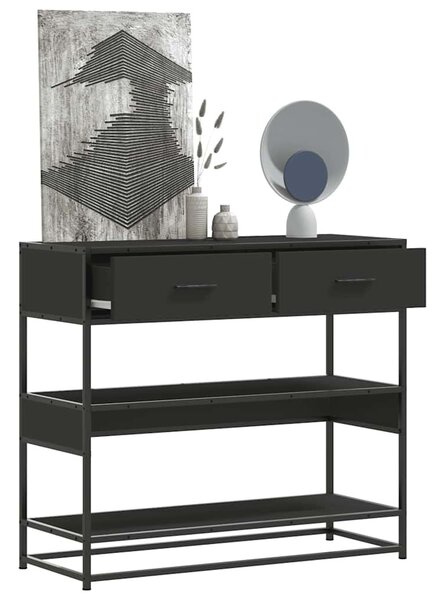 Fekete szerelt fa tálalóasztal 90x35x80 cm