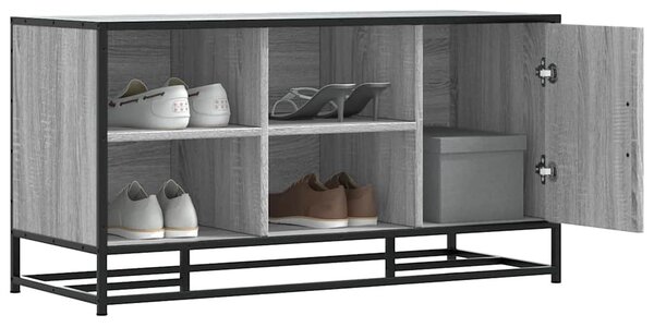 Cipőpad szürke Sonoma 100x40x53,5 cm Gépi fa és fém