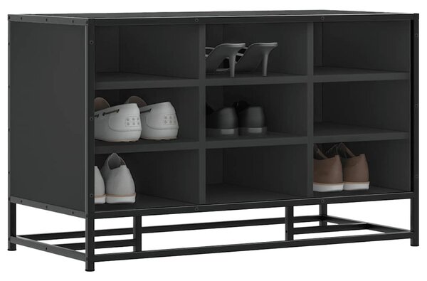 Cipőpad Fekete 84x40x53,5 cm Fából és fémből készült pad