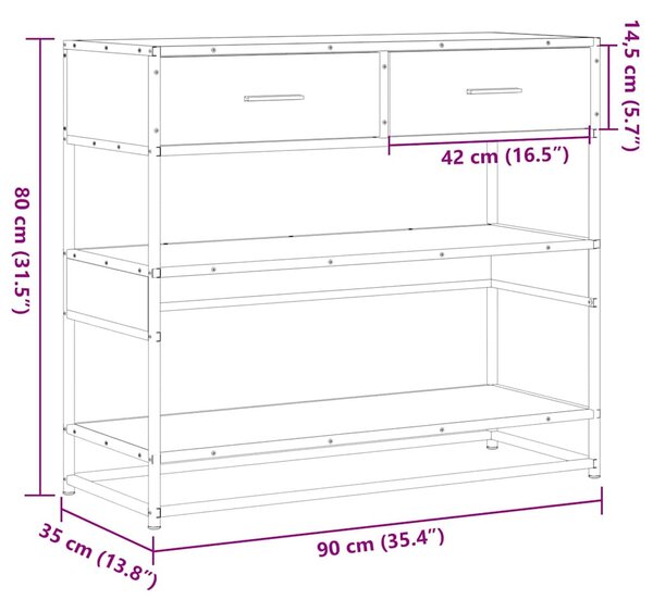 Fekete szerelt fa tálalóasztal 90x35x80 cm